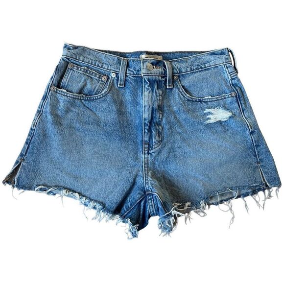 Madewell Relaxed Denim Shorts size 27 Blue Wash Raw Hem - Picture 1 of 8